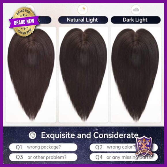 7x7 Human Hair Topper for Thinning Hair, No Bangs, Large Base